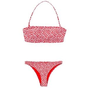 Red floral daisy padded bikini set NWT XL